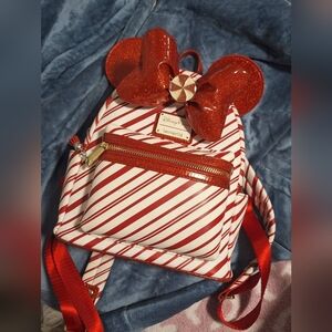 Peppermint Loungefly Backpack with Glitter Bow